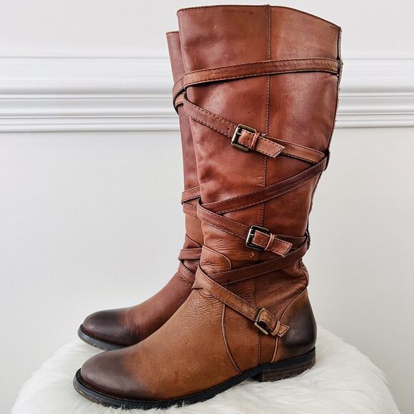 Arturo Chiang Shoes - Arturo Chiang Fierce Whisky Brown Leather Zip Knee High Boots ~ Womens Size 8.5M